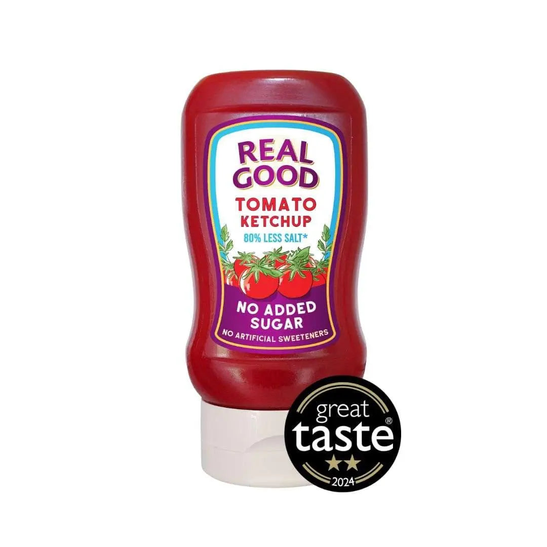 6 x Real Good Tomato Ketchup No Added Sugar - 310g British Grocery
