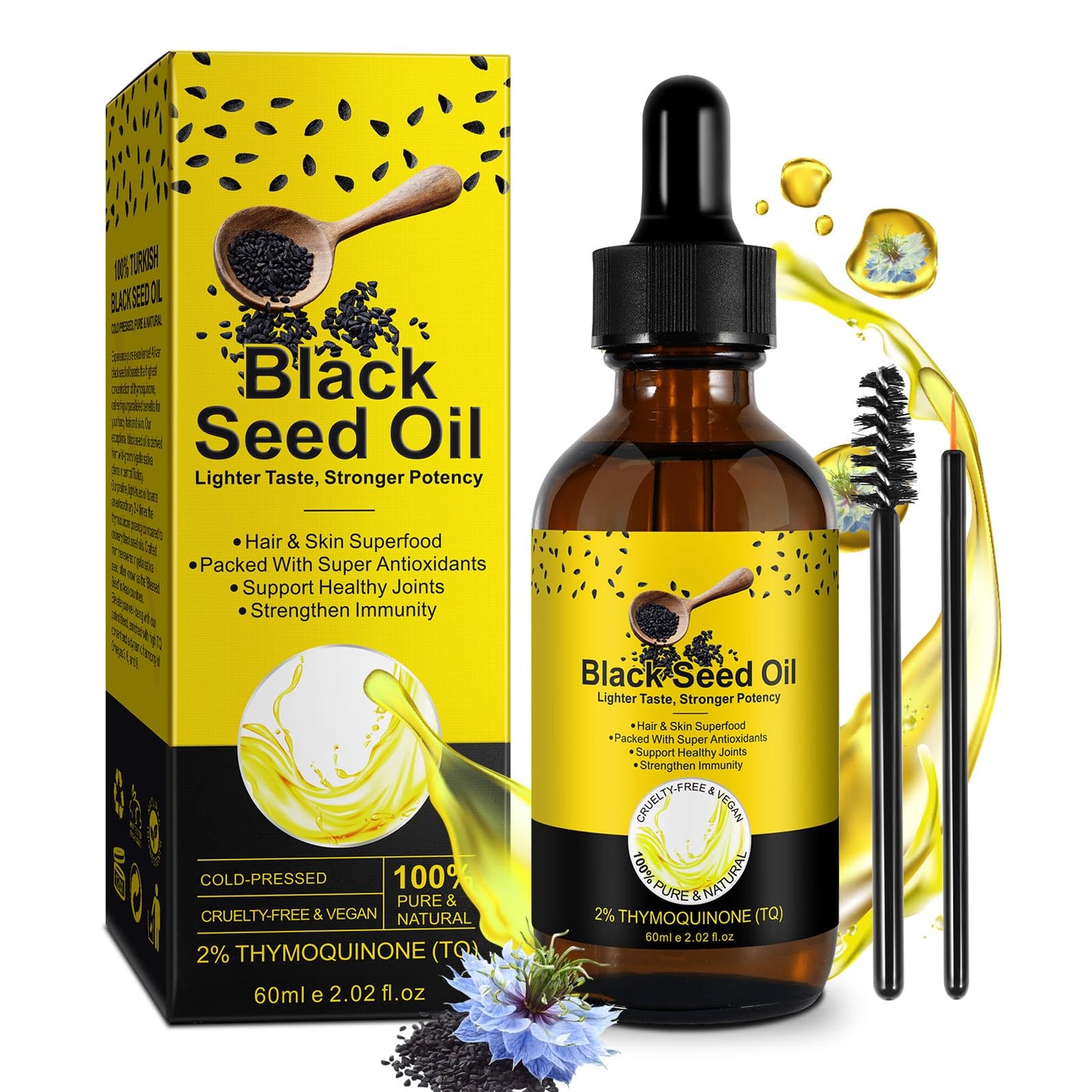 Black Seed Oil – Cold-Pressed, Natural for Hair & Skin Care (2.02 fl oz)