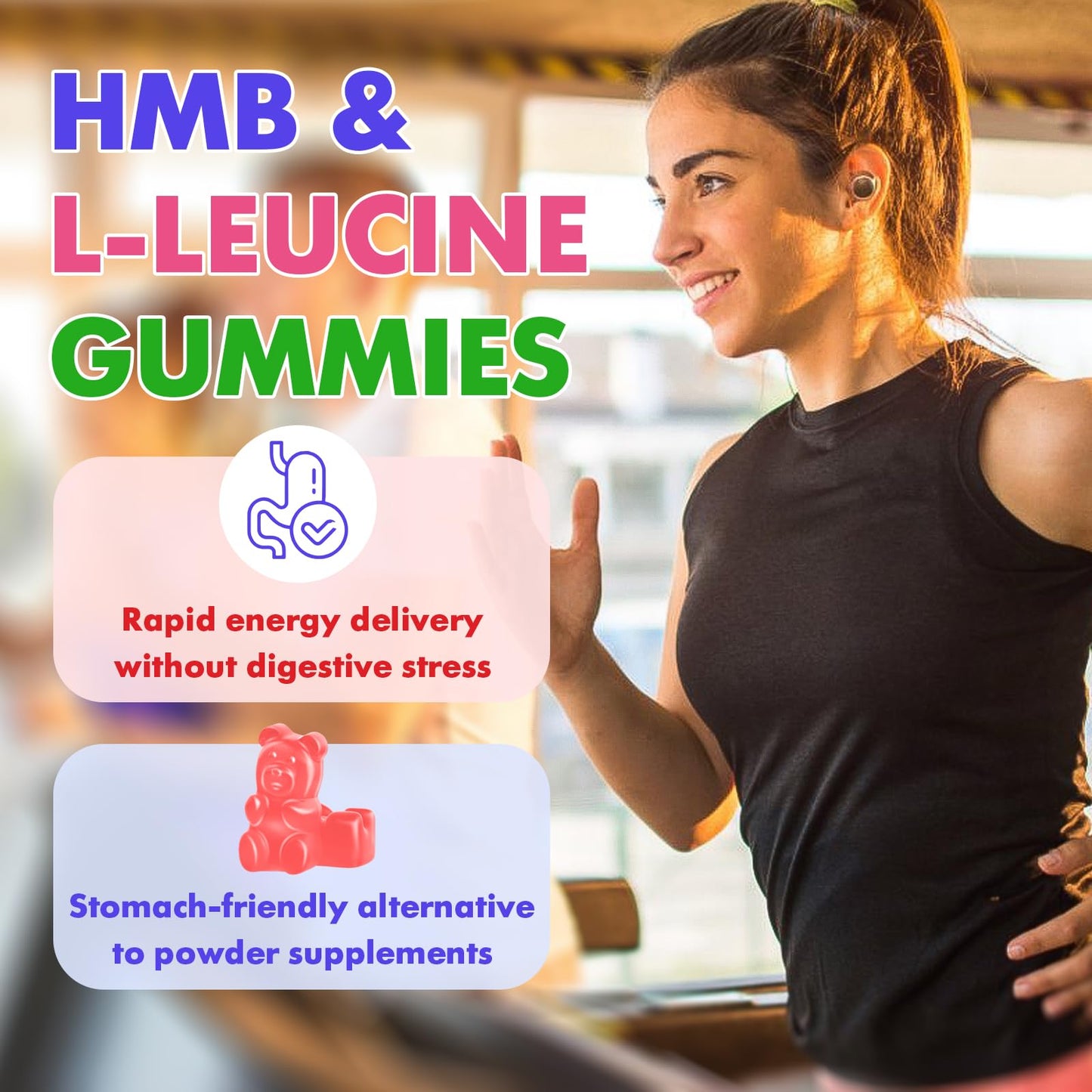 2 Pack HMB & L-Leucine 3000mg Gummies with Calcium | Vegan, Gluten-Free, Non-GMO
