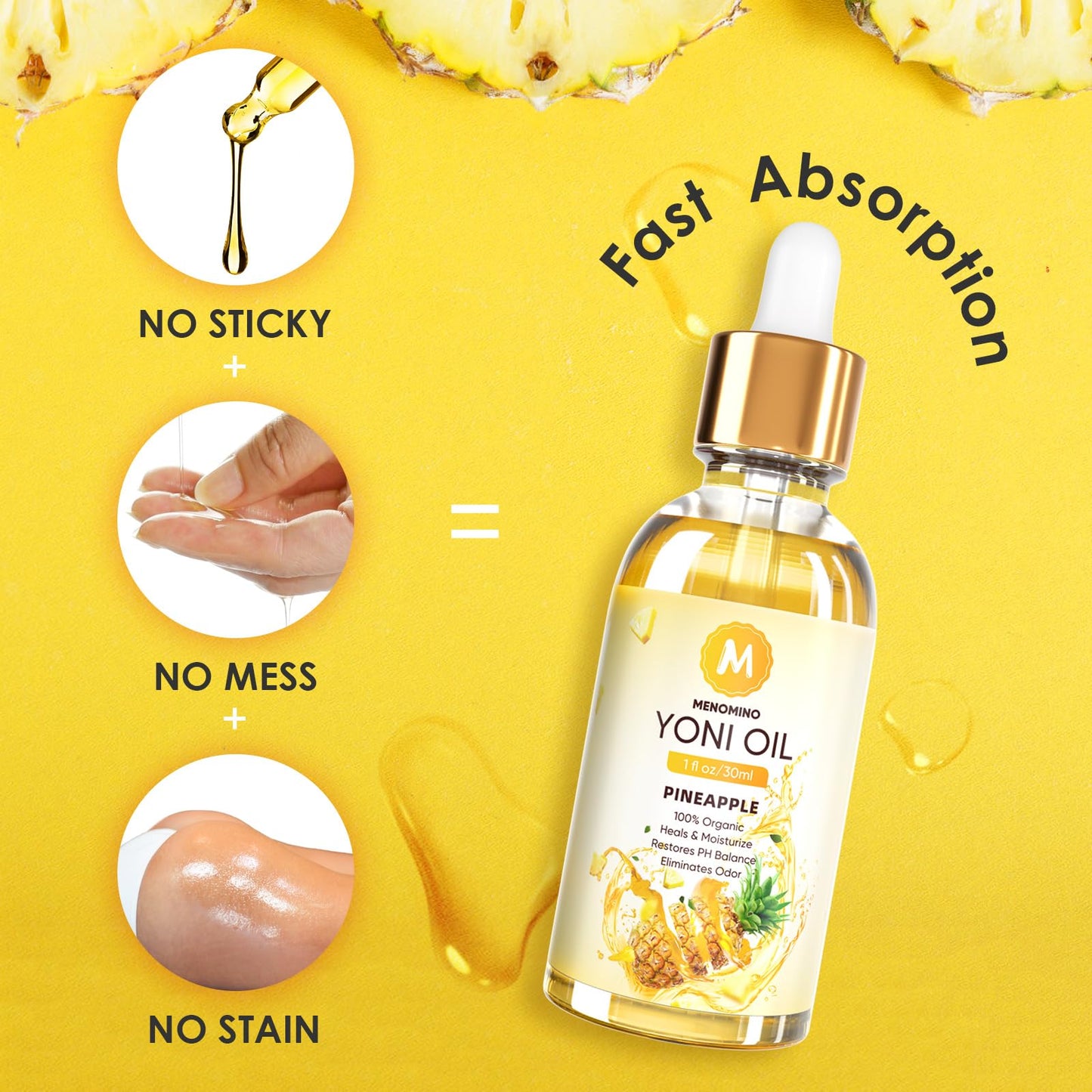 2-Pack Yoni Oil for Women – Organic Pineapple Feminine Oil, pH Balance, 1 fl oz/pc