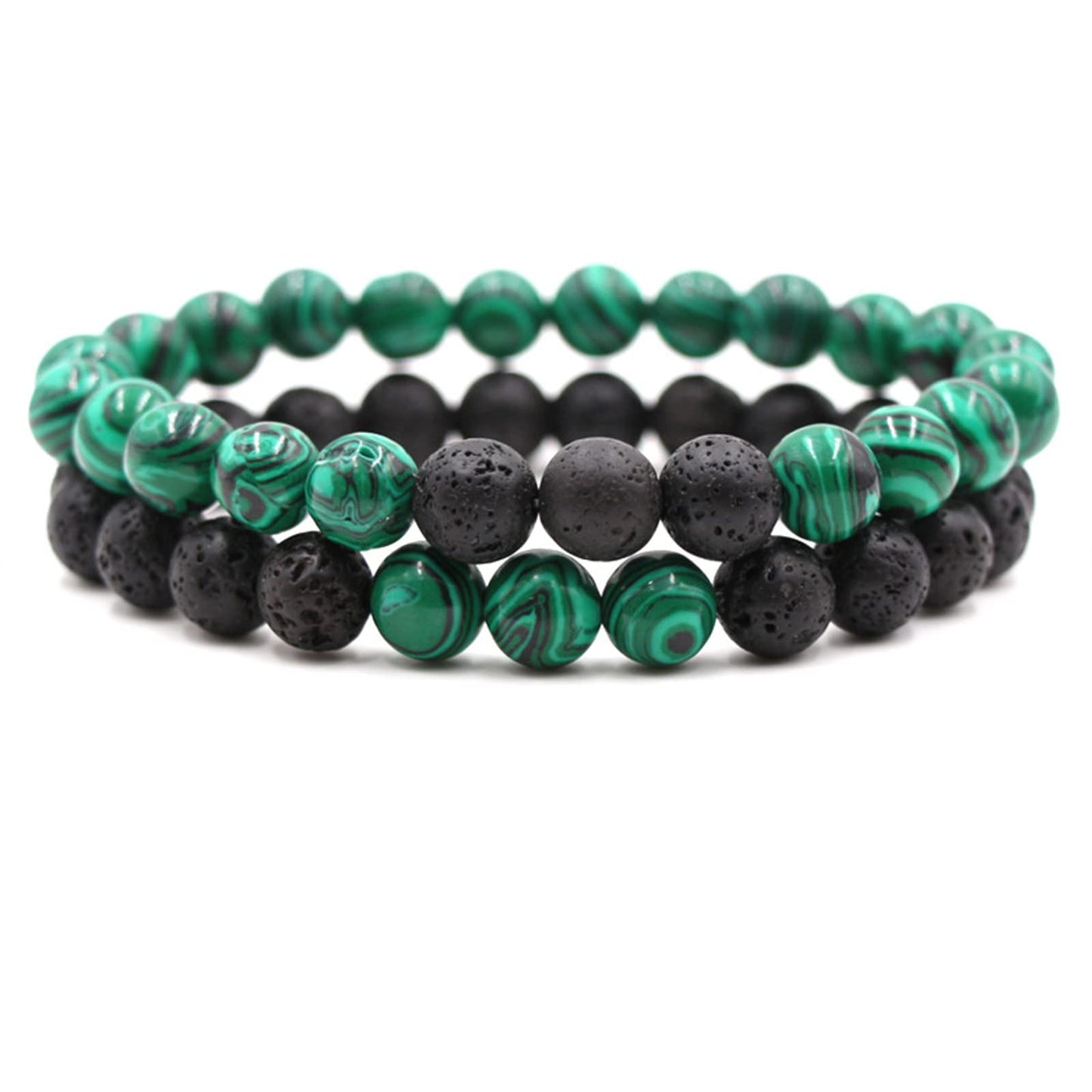 2Pcs Matte Lava Rock Bracelet | Essential Oil Diffuser & Yoga Jewelry