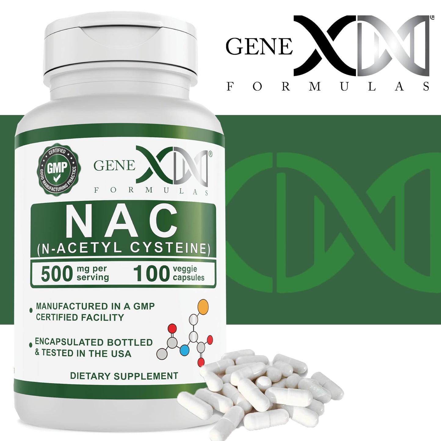 Genex NAC 500mg (100 Capsules) – Liver Health Support | Non-GMO, Gluten Free, Vegan