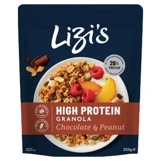 5 x Lizi's High Protein Chocolate & Peanut Granola - 350GM British Grocery