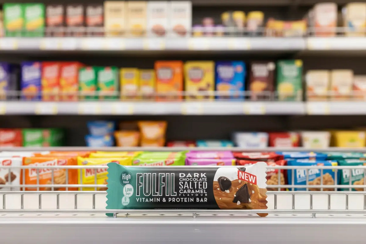 15 x Fulfill Dark Choc. Salted Caramel Vitamin & Protein Bar 55G British Grocery