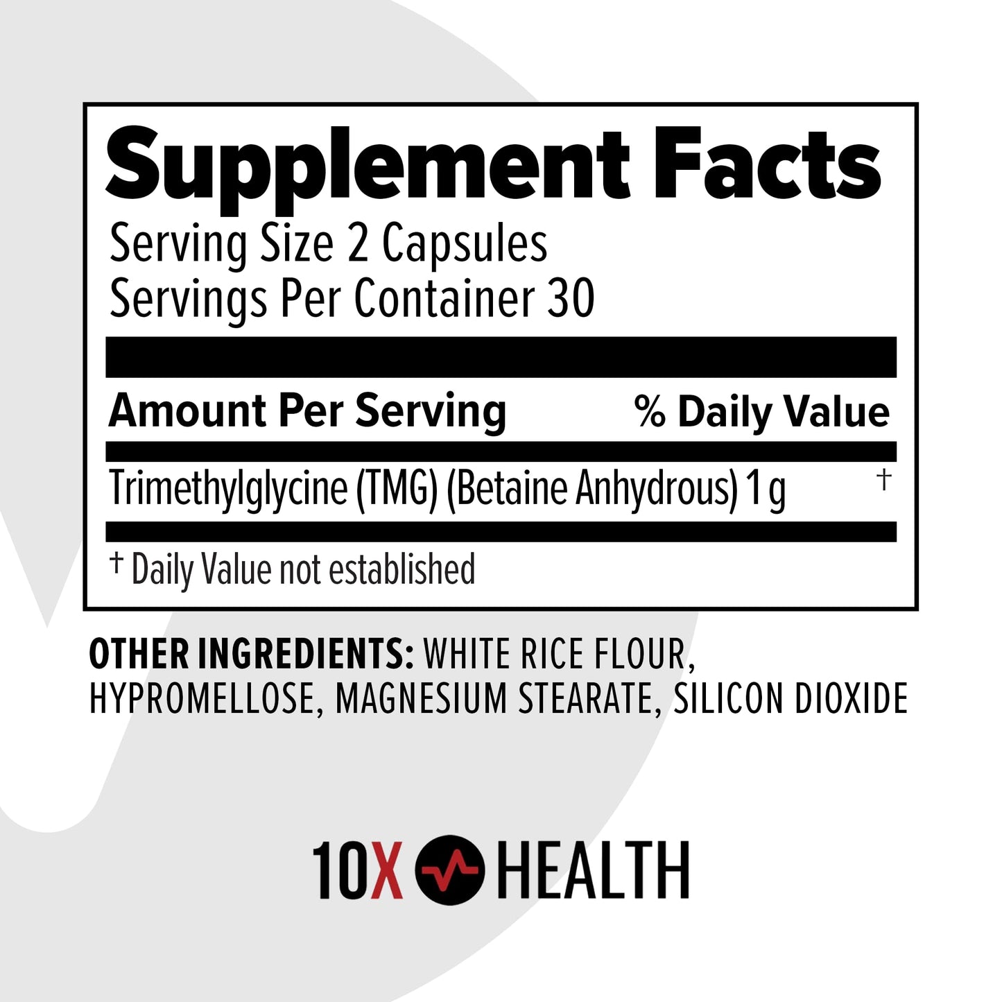 10X Health TMG Supplements - Liver Support, Heart Wellness, Energy | Non-GMO & Gluten-Free - 60 Capsules BritishVita | Premium UK Vitamins & Wellness Supplements
