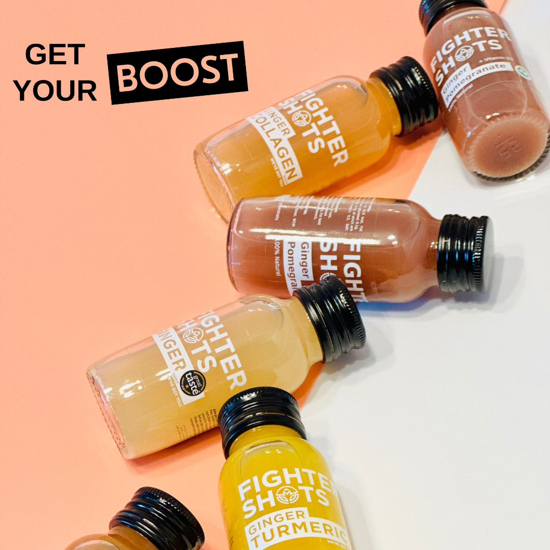 Fighter Shots Ginger + Marine Collagen Shot | 3,000mg Hydrolysed Collagen | 60ml | Single, 6-Pack or 12-Pack