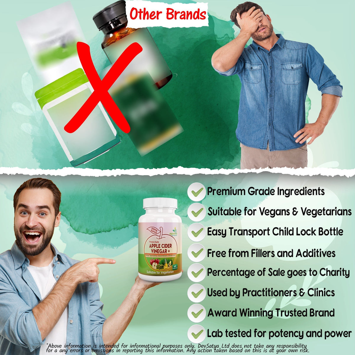 Ayushya Apple Cider Vinegar Capsules (ACV) with Kelp, Spirulina, Bromelain, Olive Leaf Digestive & Metabolic Wellness Support - Vegan, Gluten Free, Non-GMO, 60 Capsules DivyaHerb - Divya Herb Store