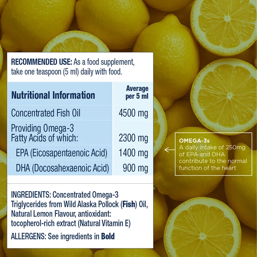 PEAK OMEGA-3 Fish Oil Liquid (Lemon) Wileys Finest UK Ltd