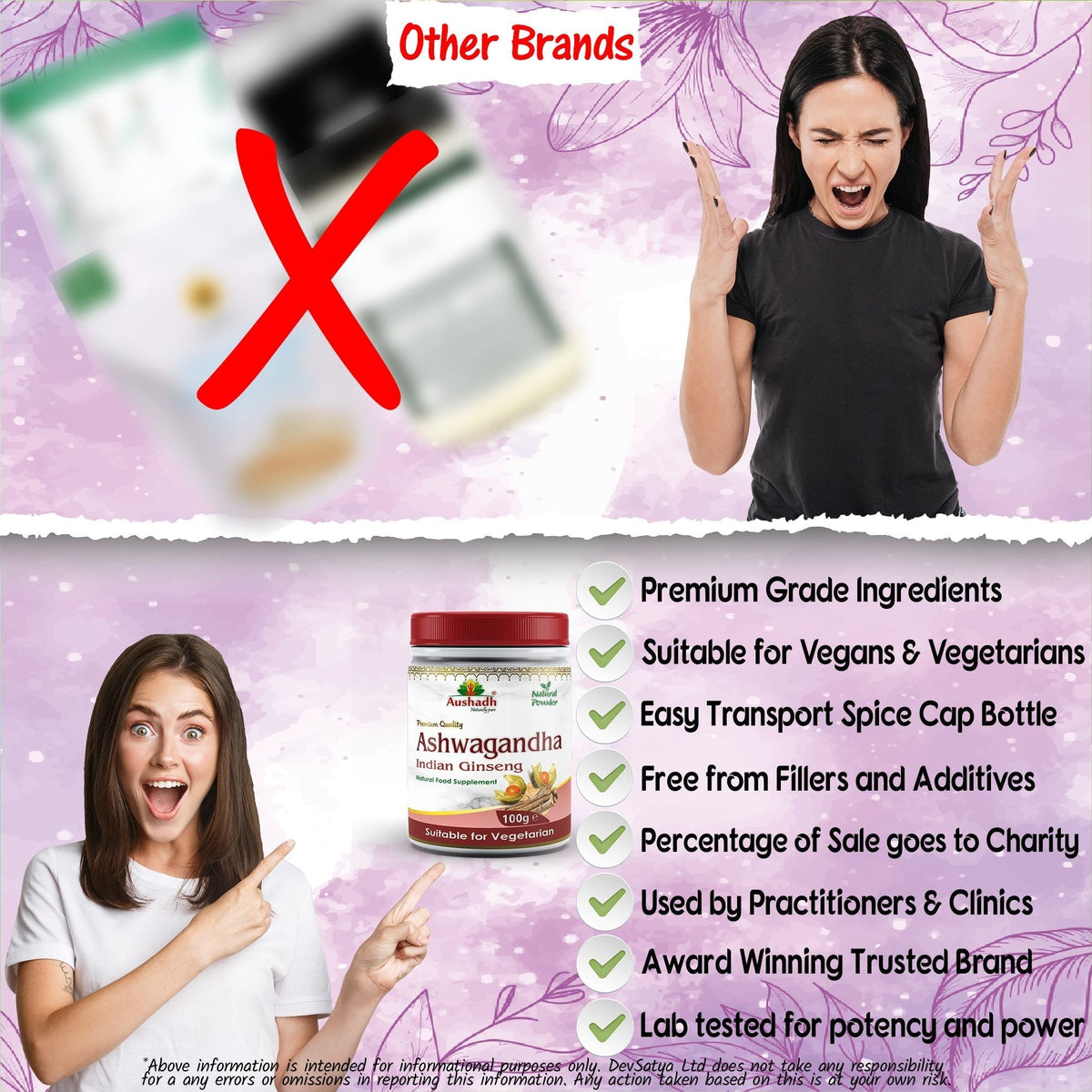 Aushadh Ashwagandha Powder 100 gram - Calm & Balance Support DivyaHerb - Divya Herb Store