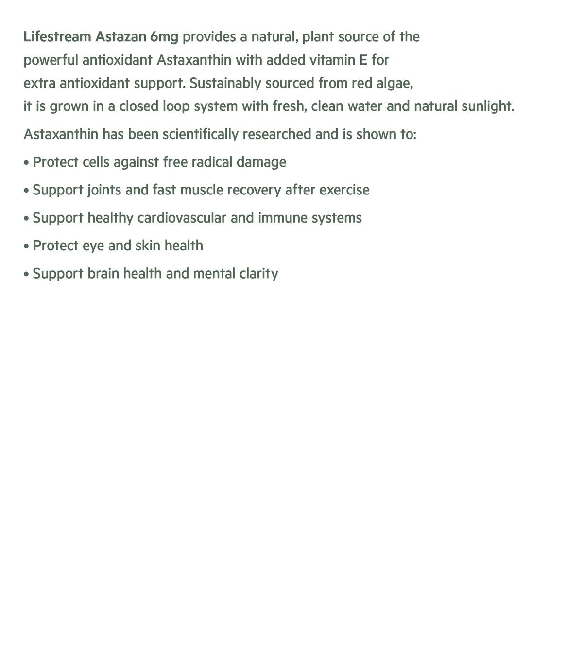 Lifestream Astazan Capsules Fuss Free Nutrition