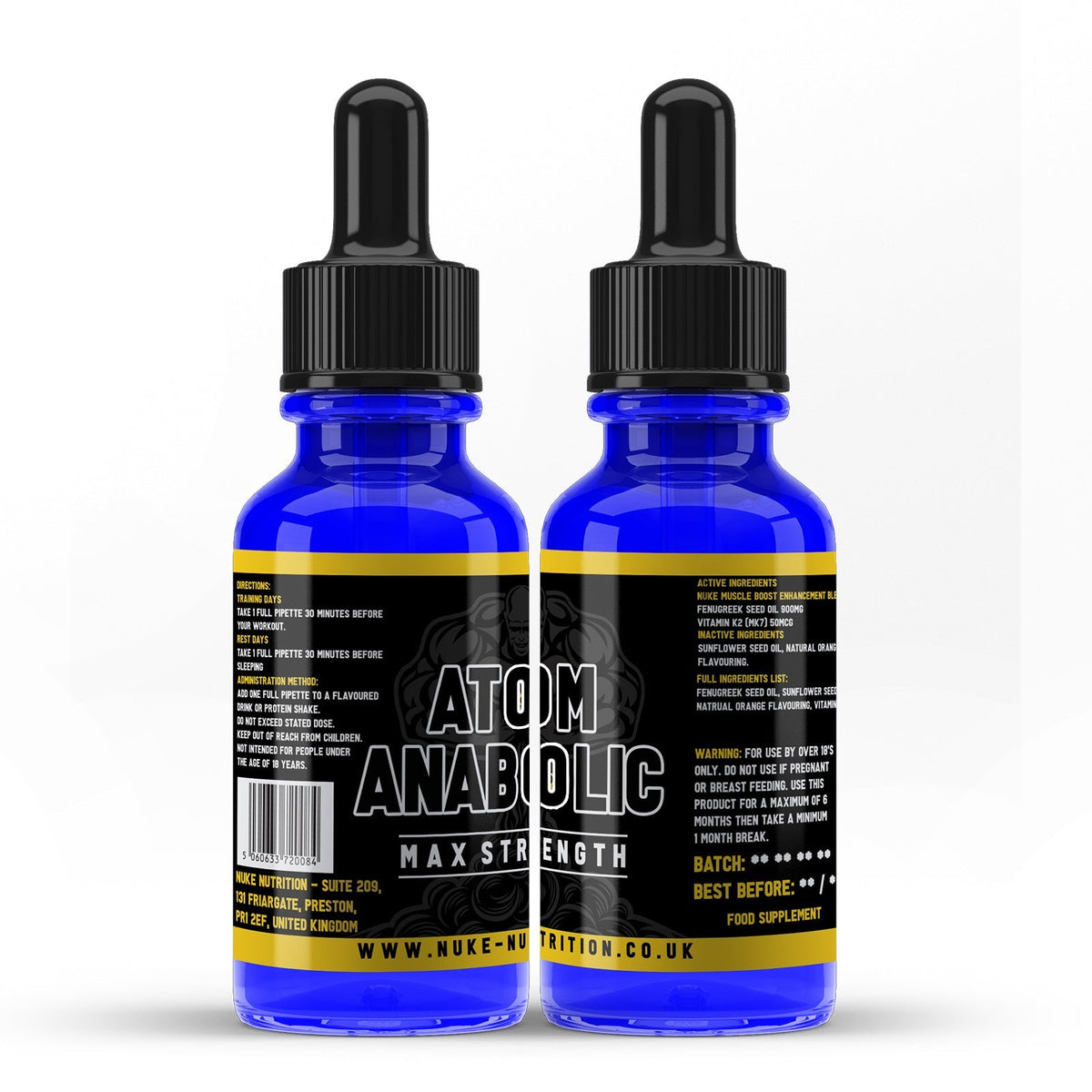 Atom Anabolic Liquid Testosterone Booster Muscle Growth & Strength Nuke Nutrition