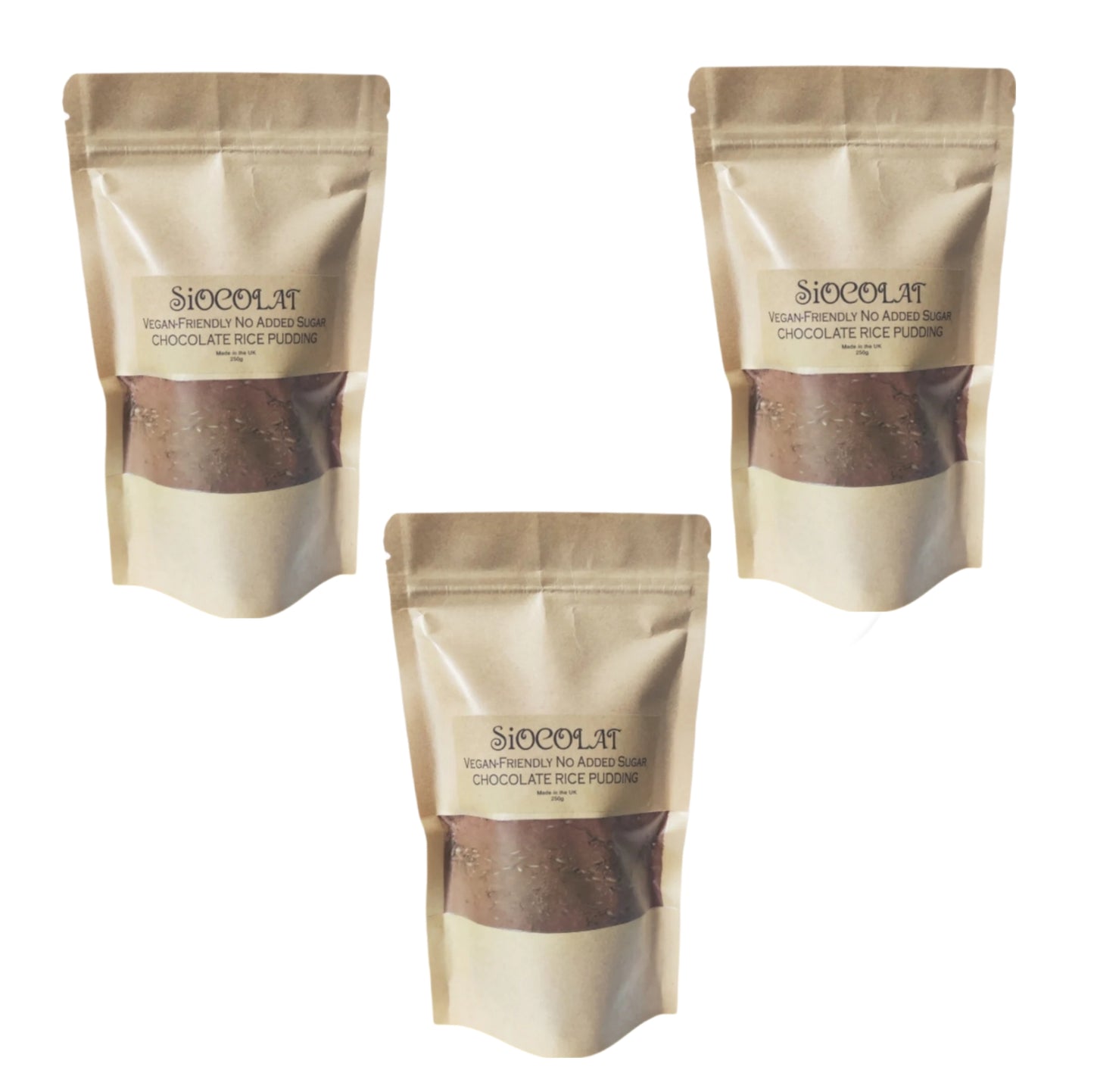 Siocolat Pack of 3 sugar-free vegan chocolate rice porridge (champorado) made with wholesome, plant-based ingredients.