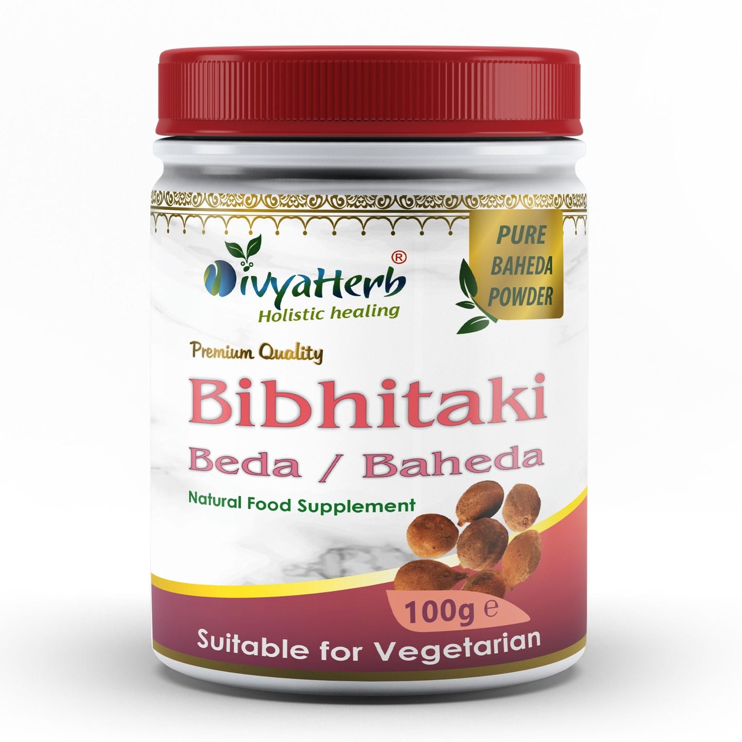 DivyaHerb Bibhitaki Powder 100 gram - Daily Wellness Support