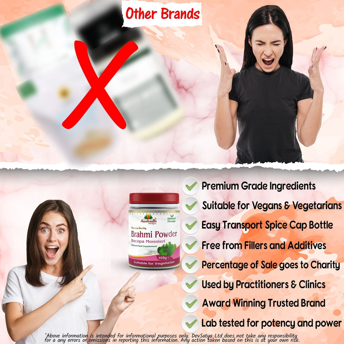 Aushadh Brahmi Powder 100 gram - Calm & Focus Support DivyaHerb - Divya Herb Store