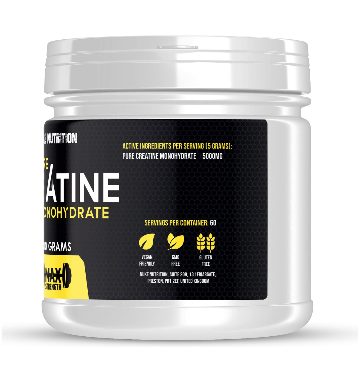 Creatine Monohydrate Powder 300g High Strength & Micronised for Maximum Absorbency Muscle Growth & Strength Nuke Nutrition