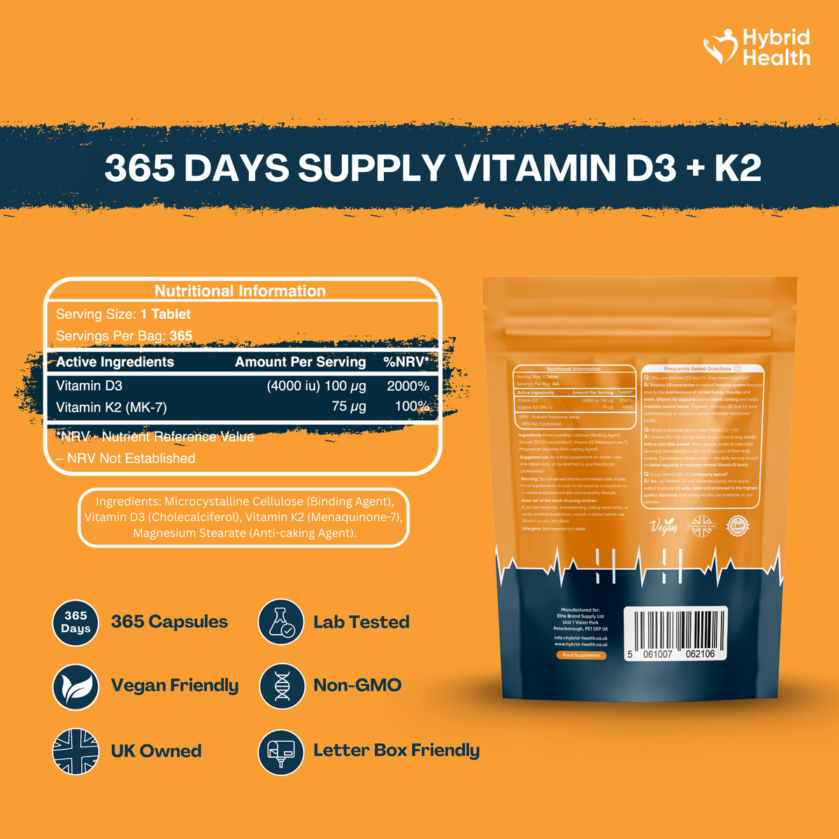 Vitamin D3 + K2 Hybrid Health