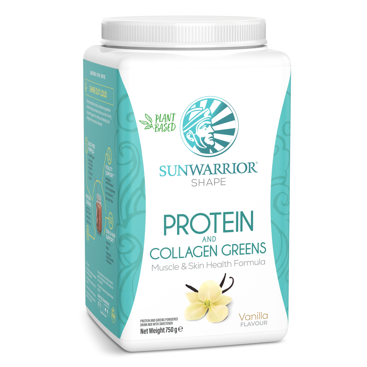 Sunwarrior Shape Plant Based Protein & Collagen Greens Vanilla – 30 Servings (750g) Fuss Free Nutrition
