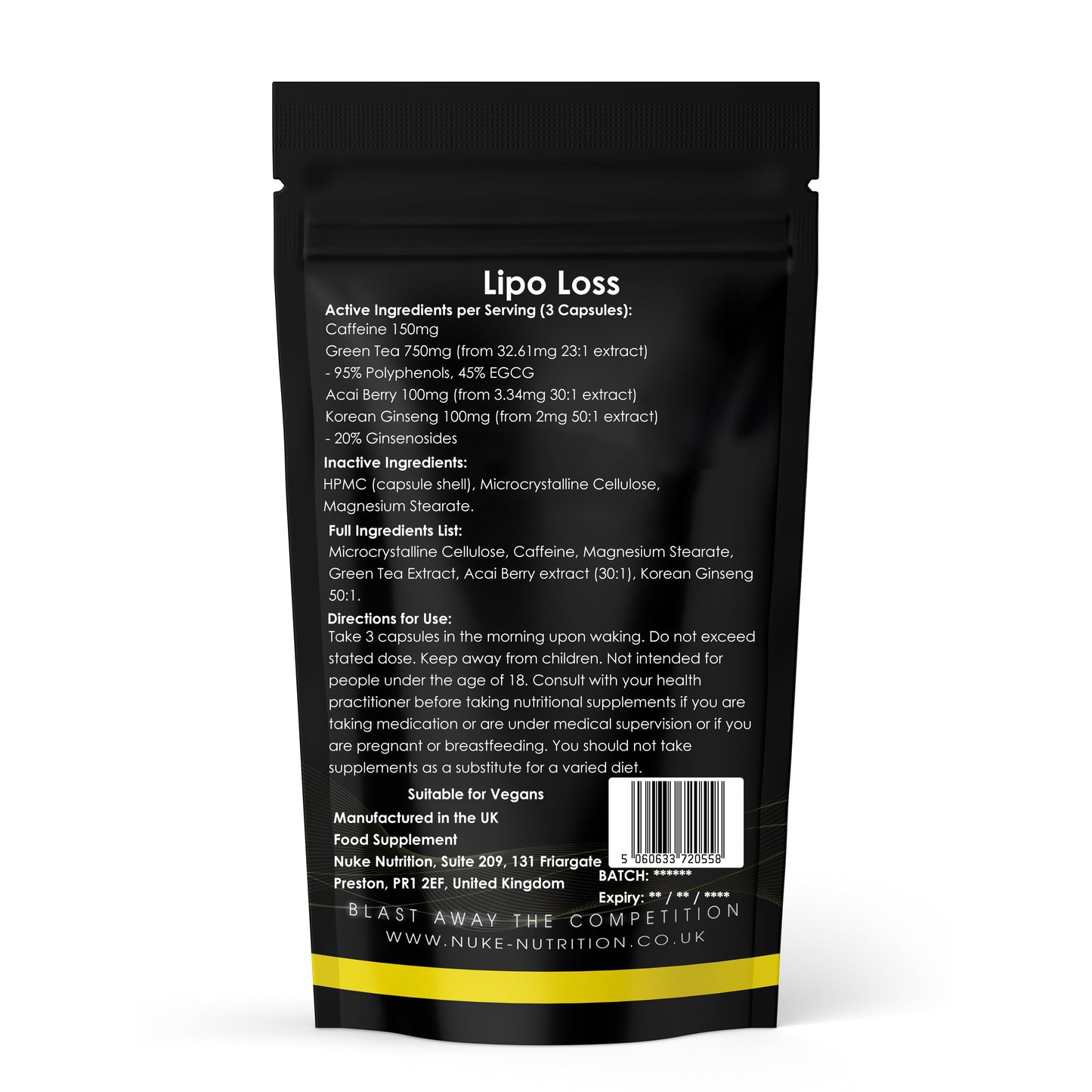 Lipo Loss Fat Burner Natural Weight Loss Capsules High Strength Potent Formula
