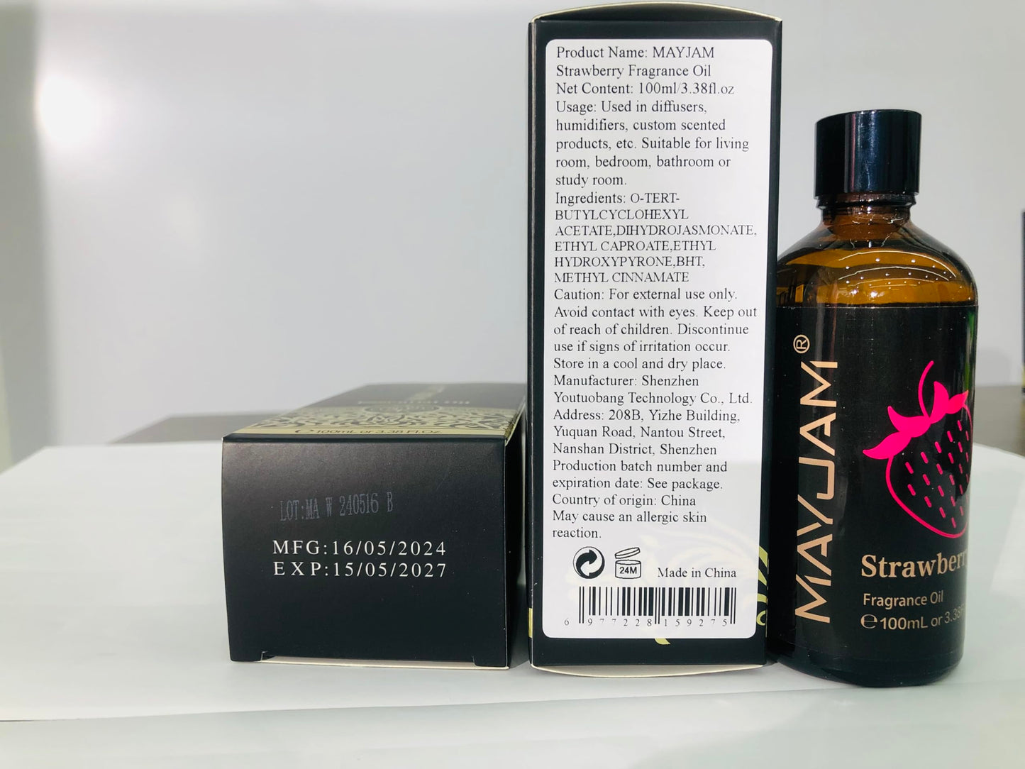 MAYJAM Strawberry Fragrance Oil 100ml | Glass Dropper for Diffusers, Soap & Candle Making