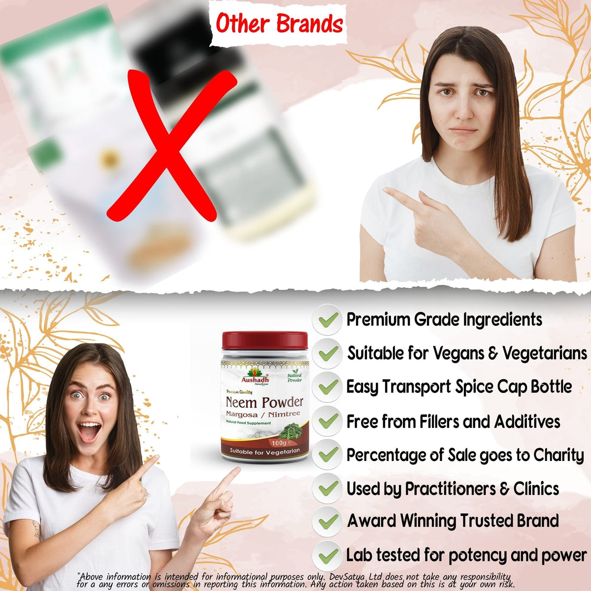 Aushadh Neem Powder 100 gram - Healthy-Looking Skin Support DivyaHerb - Divya Herb Store