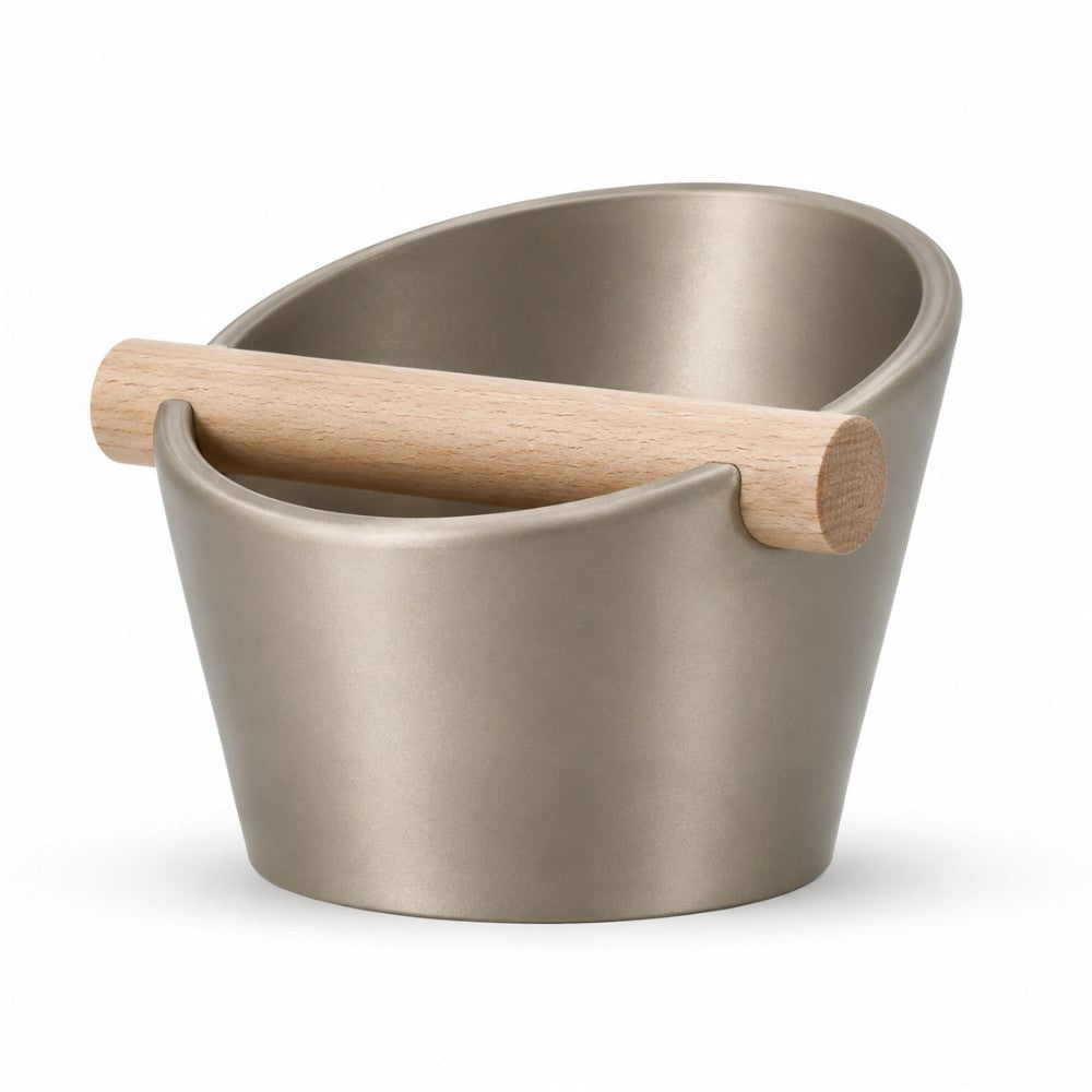 Oval Espresso Knock Box with Oak Bar KNOCDIC®
