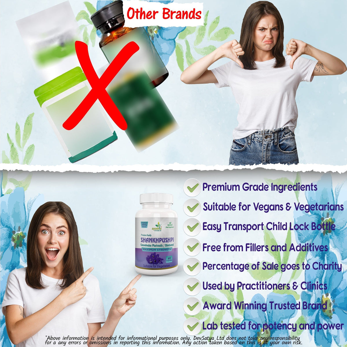 Ayushya Shankhpushpi Capsules (Morning Glory) Calm Focus Support - Vegan, Gluten Free, Non-GMO, 60 Capsules DivyaHerb - Divya Herb Store