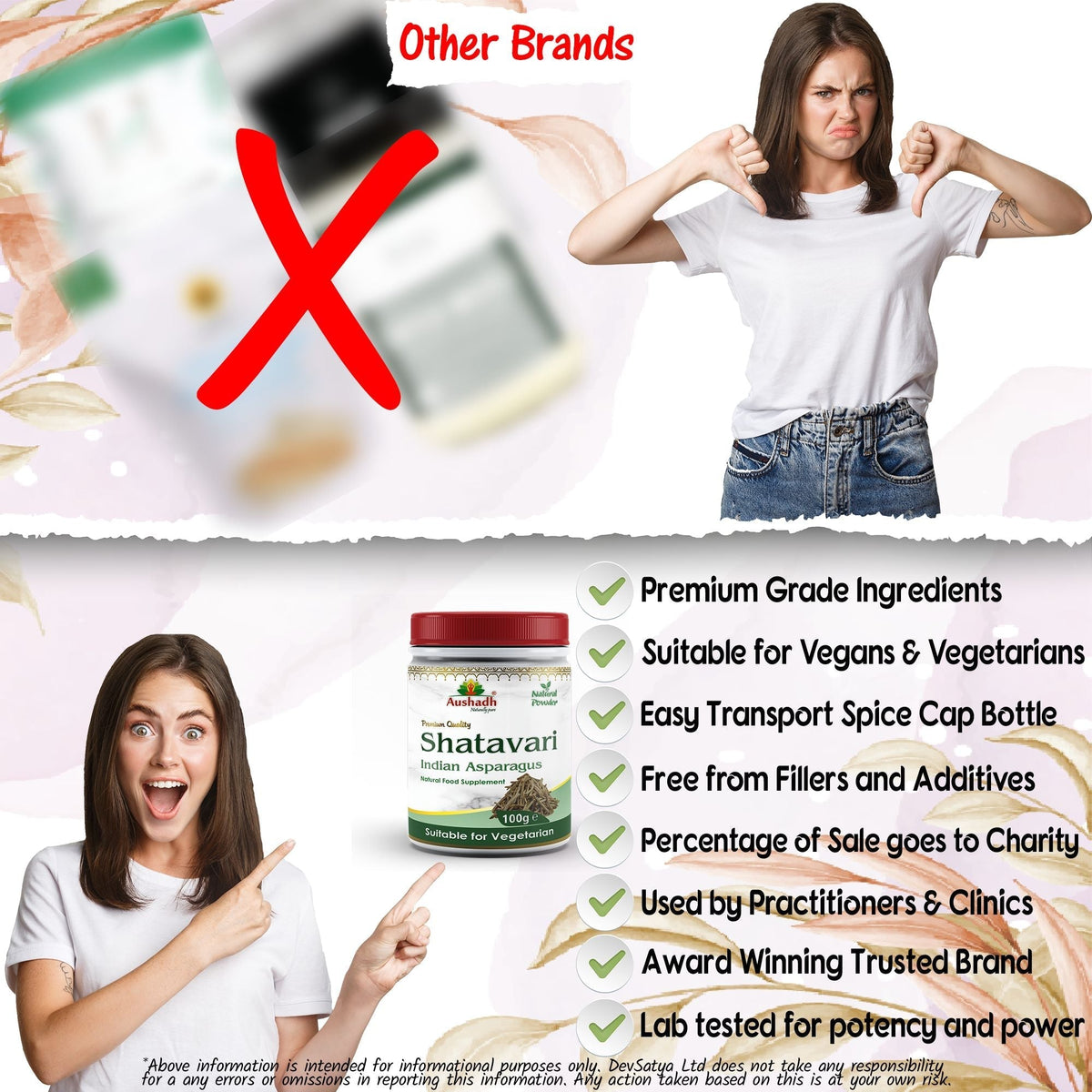 Aushadh Shatavari Powder 100 gram - Women's Wellness Support DivyaHerb - Divya Herb Store