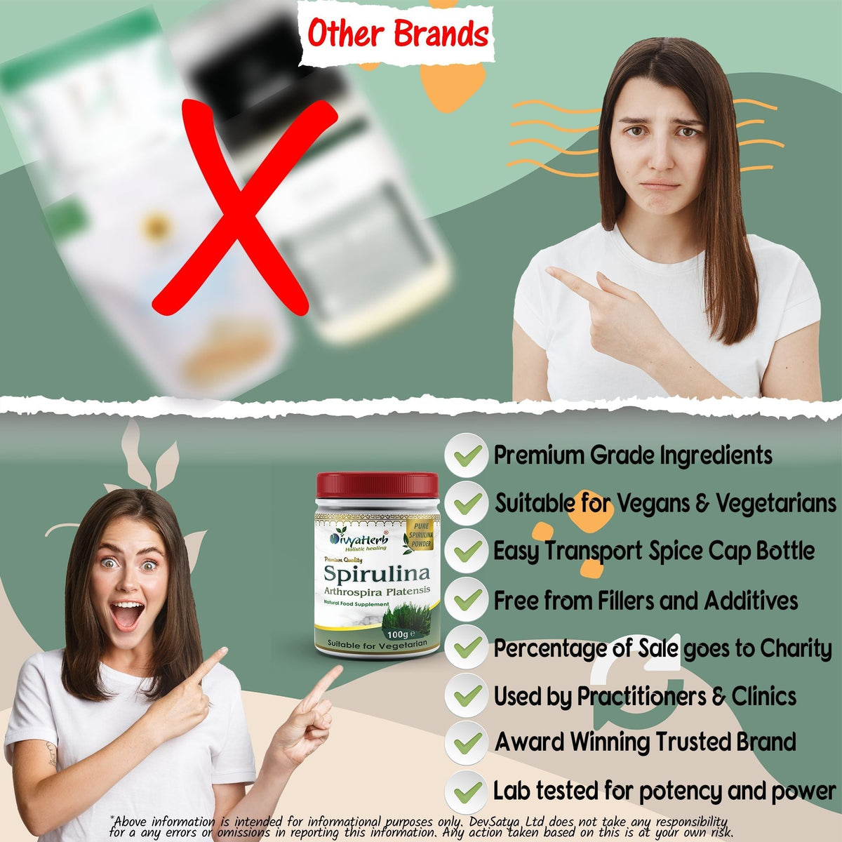 DivyaHerb Spirulina Powder 100 gram - Daily Vitality Support DivyaHerb - Divya Herb Store