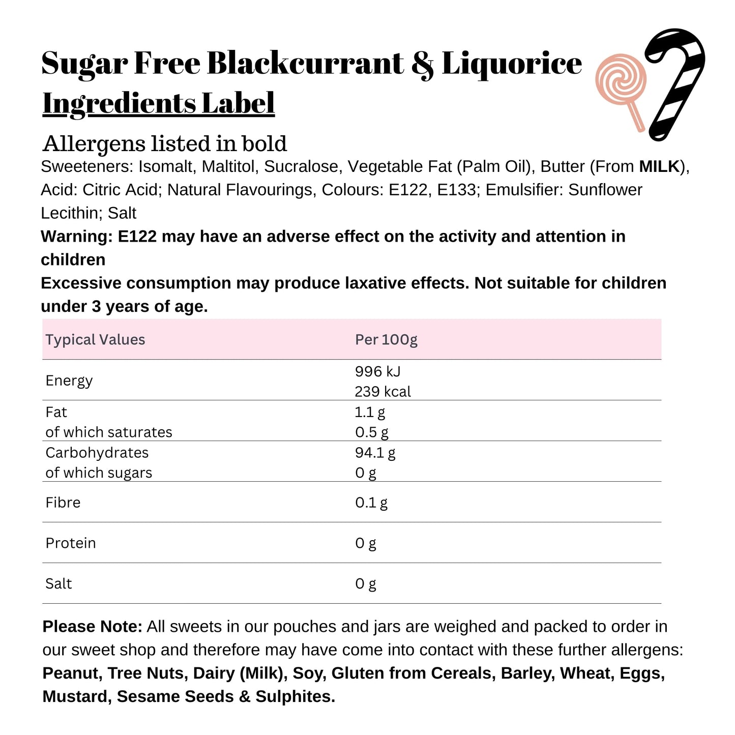 Sugar Free Blackcurrant & Liquorice Giant Bradley's Online Sweet Shop
