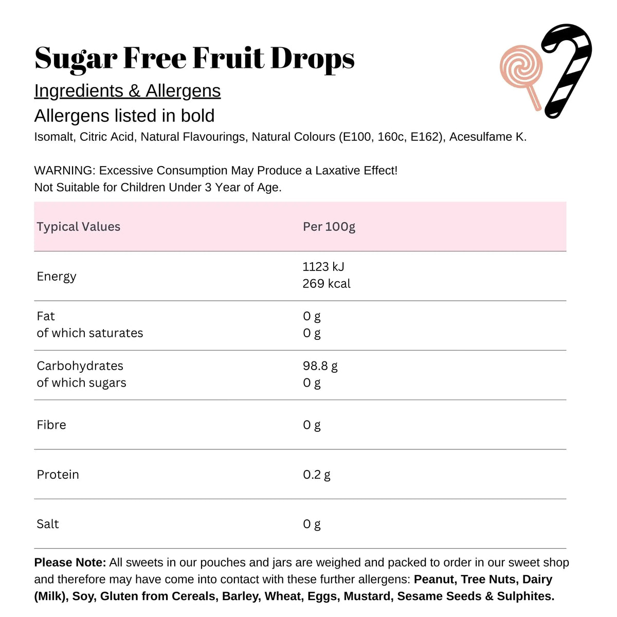 Sugar Free Fruit Drops Giant Bradley's Online Sweet Shop