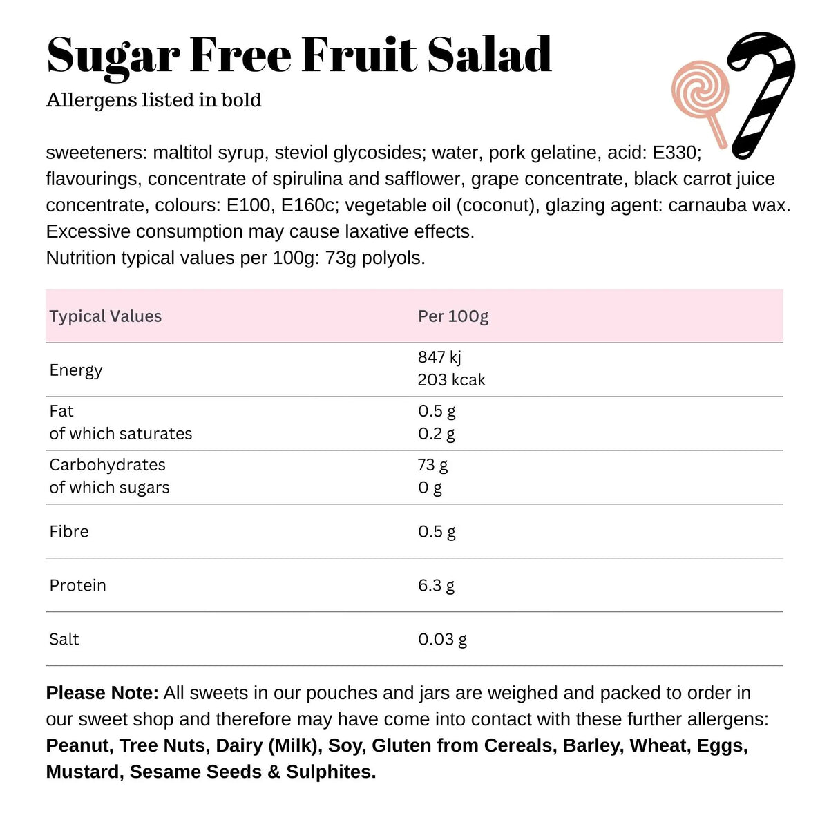 Sugar Free Fruit Salad Giant Bradley's Online Sweet Shop
