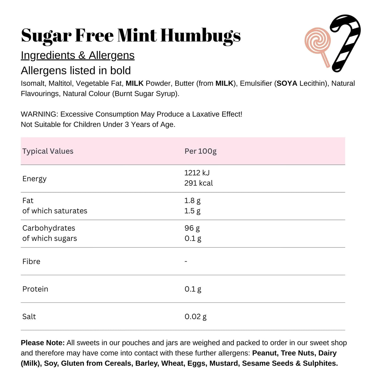 Sugar Free Mint Humbugs Giant Bradley's Online Sweet Shop