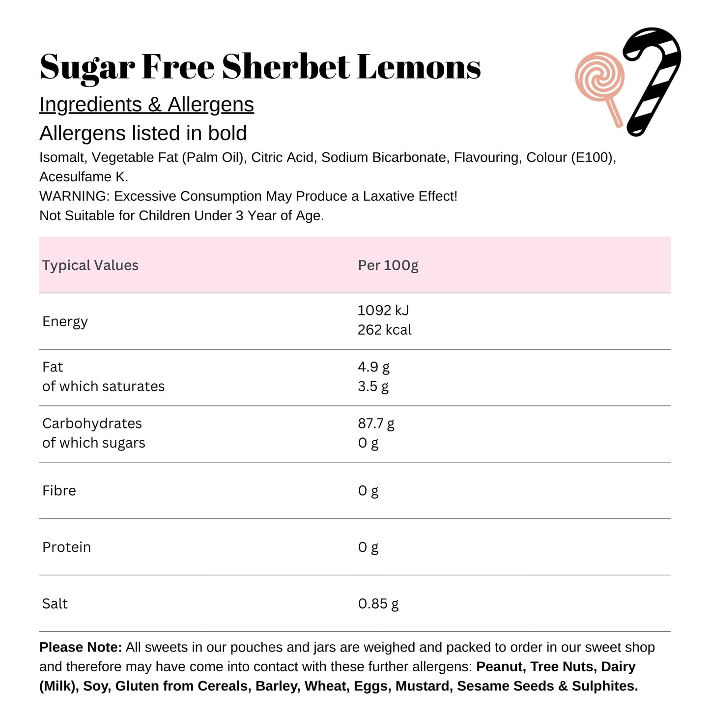 Sugar Free Sherbet Lemons Giant Bradley's Online Sweet Shop