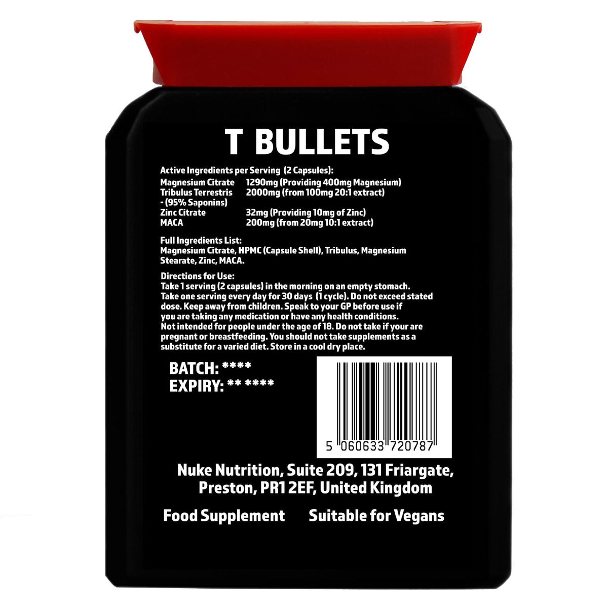 T Bullets Testosterone Booster for Men Original Extreme Anabolic Test Support Supplement - Nuke Nutrition Nuke Nutrition