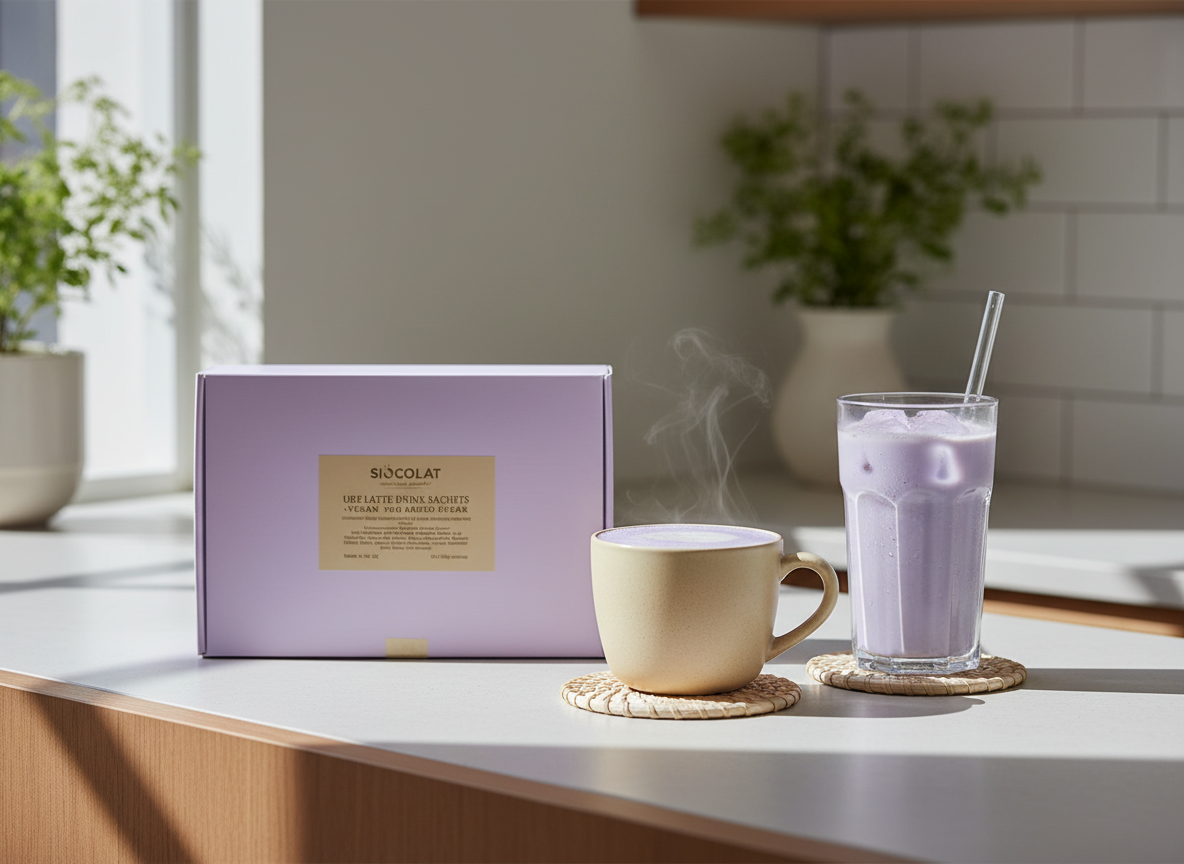 Instant Ube Latte Sachets | Sugar-Free Vegan Purple Yam Drink | Siocolat