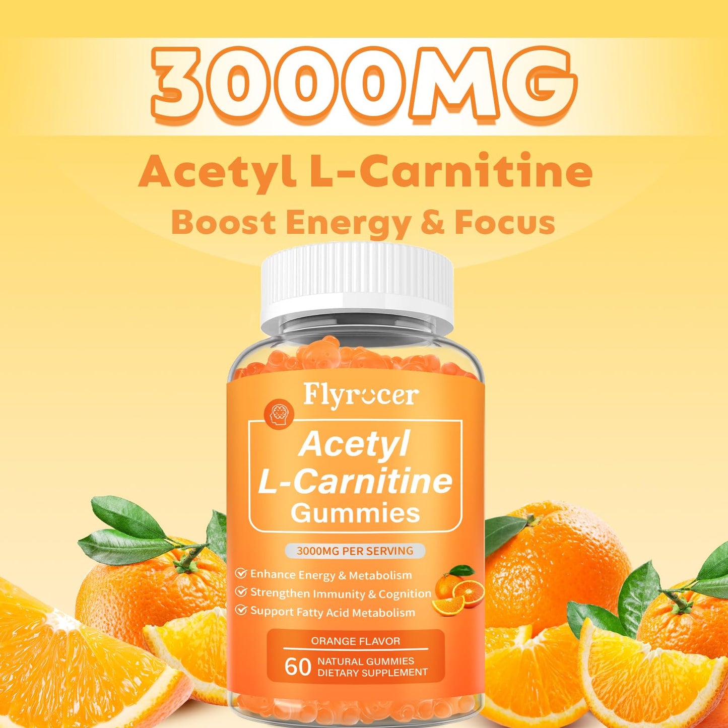 2 Pack Acetyl L-Carnitine Gummies – Energy & Brain Support (Vegan, Non-GMO)