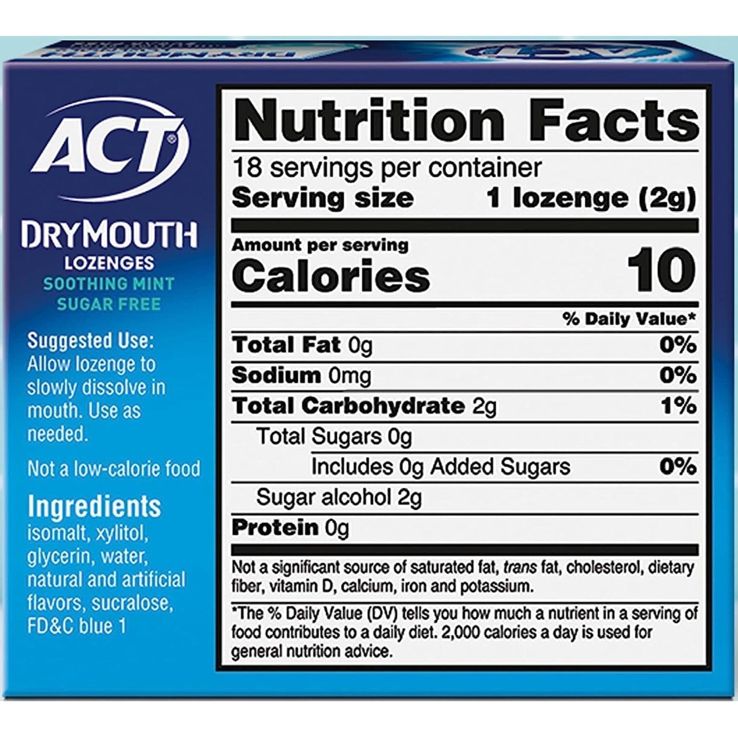 ACT Dry Mouth Lozenges Mint with Xylitol – 18 Count, Pack of 4