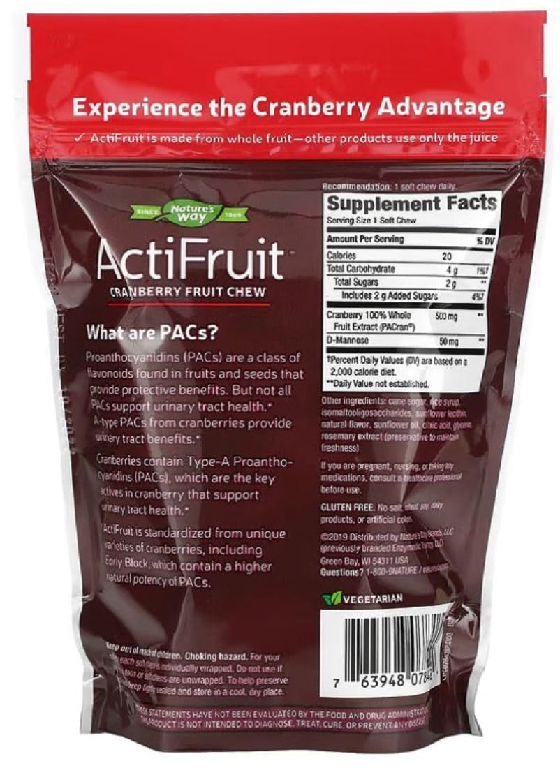 Enzymatic Therapy ActiFruit Cranberry Supplement with Cran-Max – 20 Soft Chews
