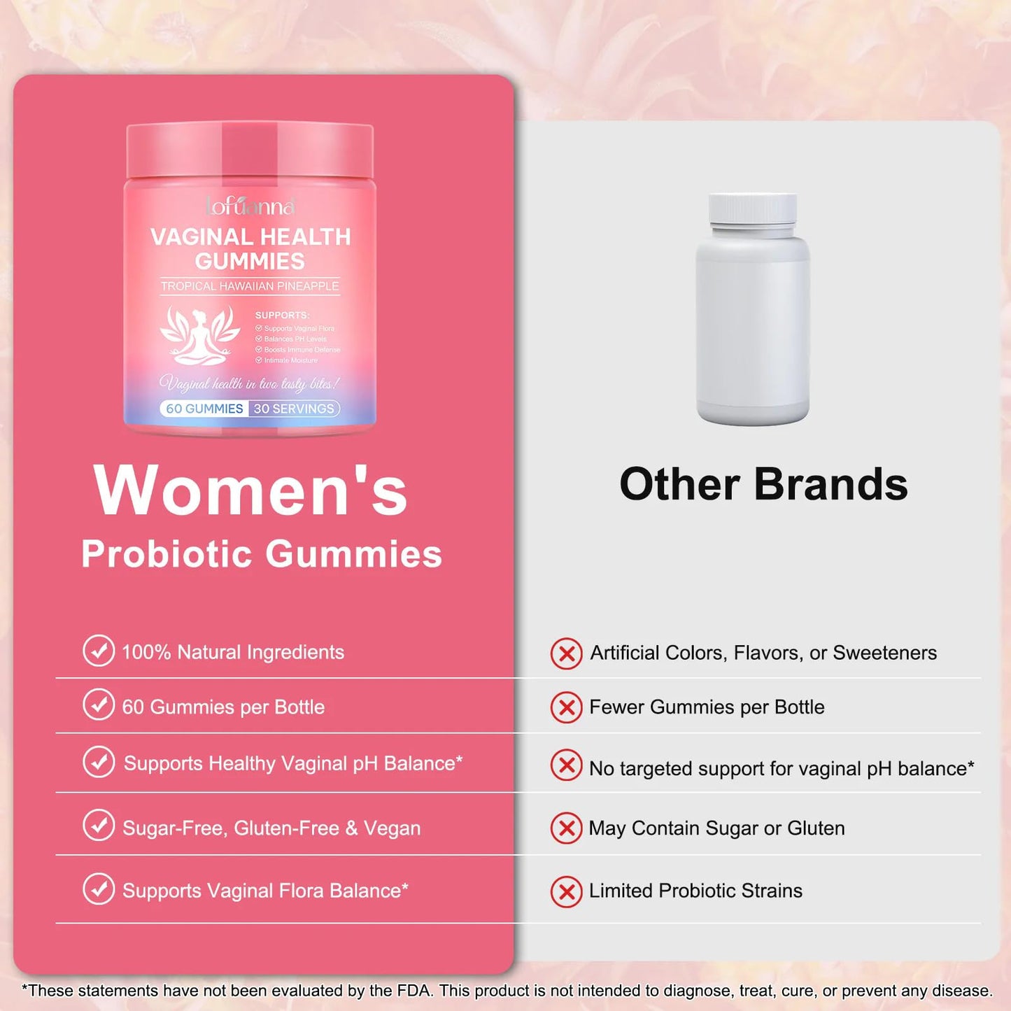 ADSBJUX Vaginal Probiotics Pineapple Gummies for Women – pH Balance