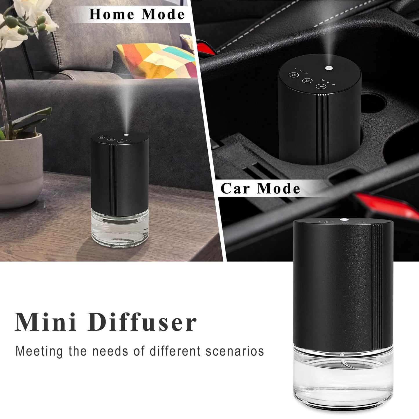 Aeeteek Essential Oil Diffuser | Waterless, 100ml, Rechargeable, 7-Color Ambient Light – Home, Car, Office
