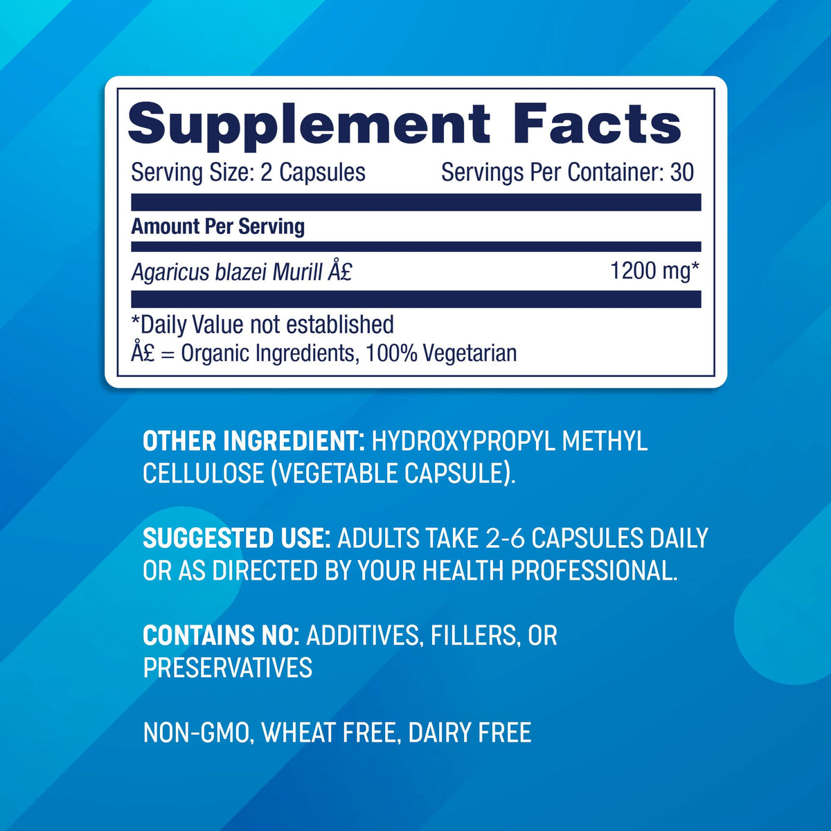 Agaricus Bio 600 mg - USA-Grown Organic ABM Mushroom for Immune Support BritishVita | Premium UK Vitamins & Wellness Supplements