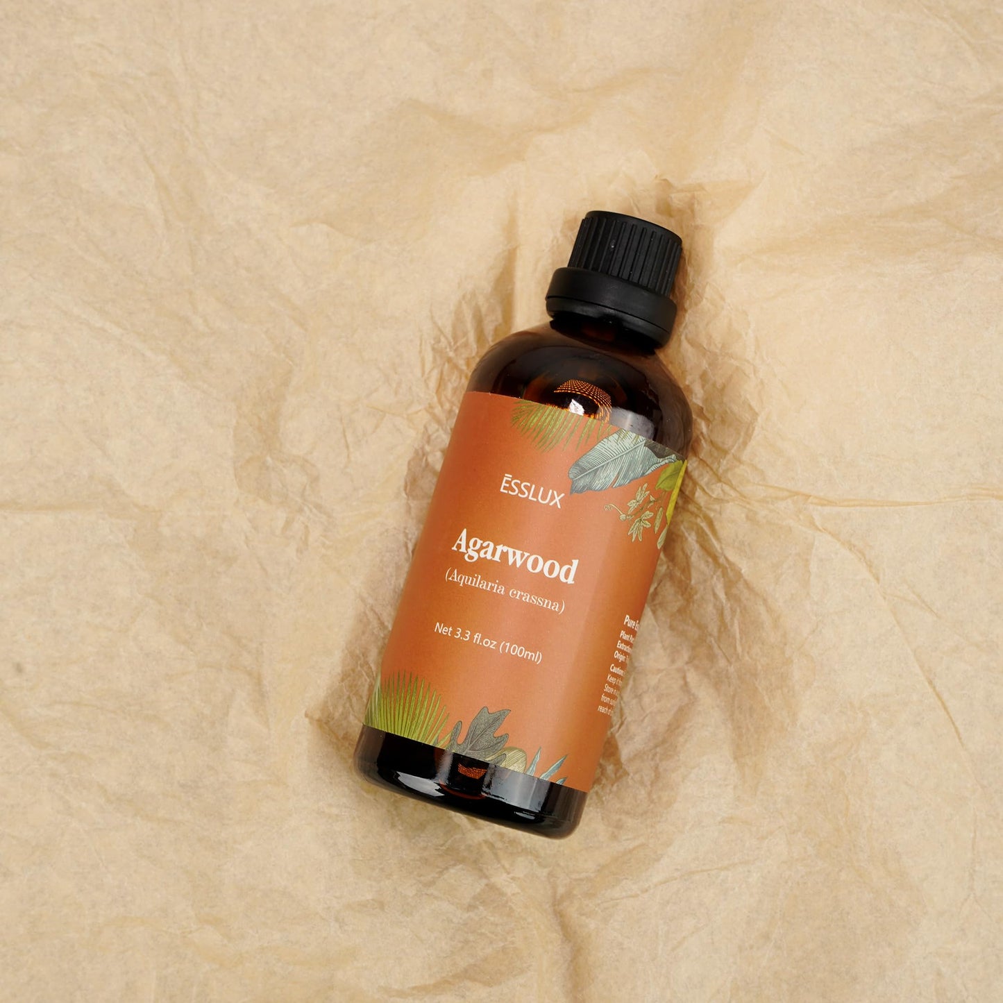 Agarwood Essential Oil 100 ml | Oud Oil by ESSLUX – Aromatherapy for Diffuser, Massage, Soap, Candle Making, Perfume