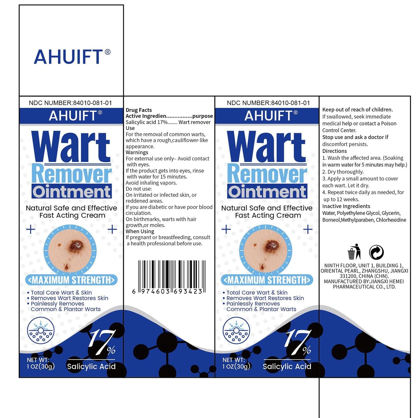 AHUIFT Fast Action Wart Remover Ointment – Maximum Strength Salicylic Acid (XK04)