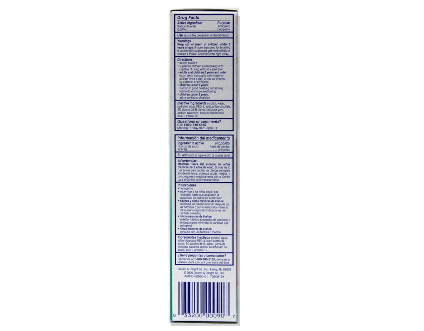 Aim Toothpaste 6 oz Tube (Pack of 6) Fresh Mint Gel - Fluoride & Whitening