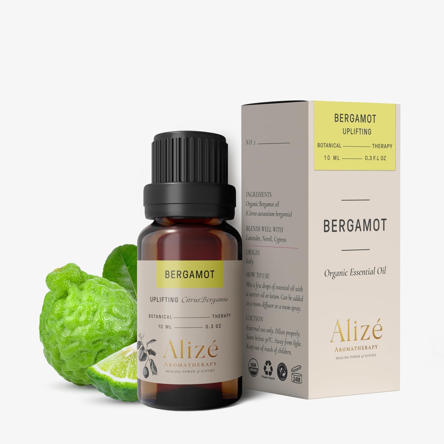 Alizé Bergamot Essential Oil – USDA Organic, 100% Pure & Natural, 10ml