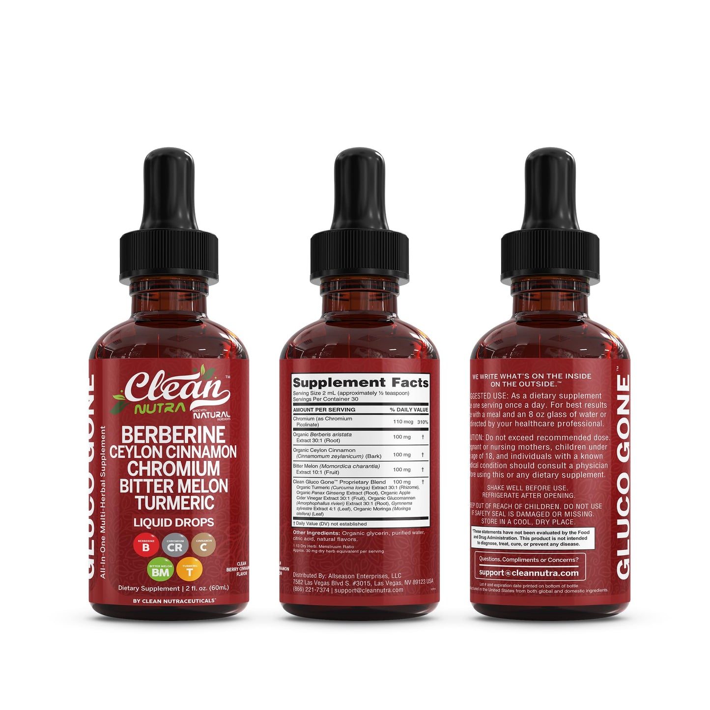 Clean Nutra Berberine with Cinnamon Liquid Drops – GLP-1 Support with Moringa
