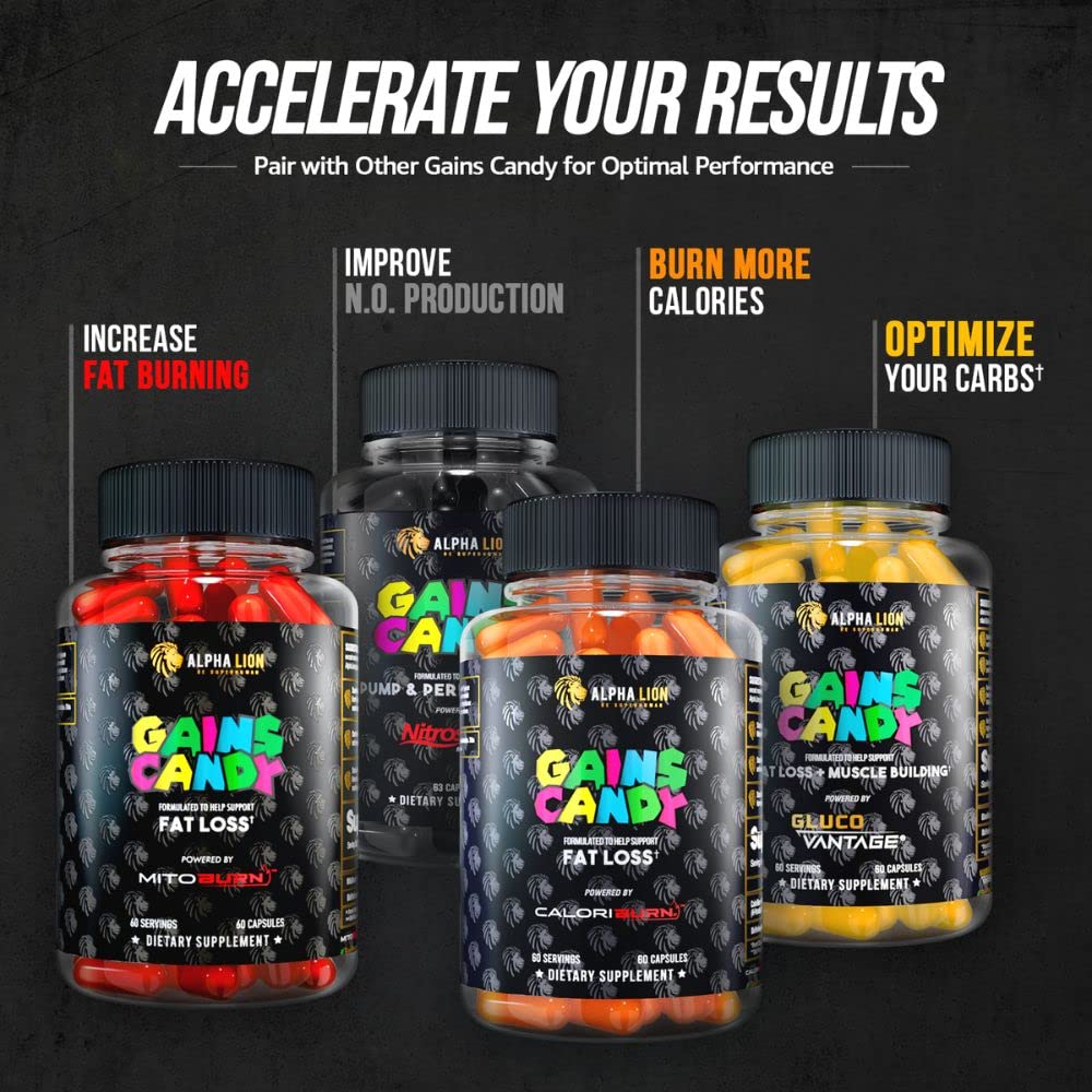 ALPHA LION Gains Candy CaloriBurn – 60 Capsules for Fat Loss & Energy