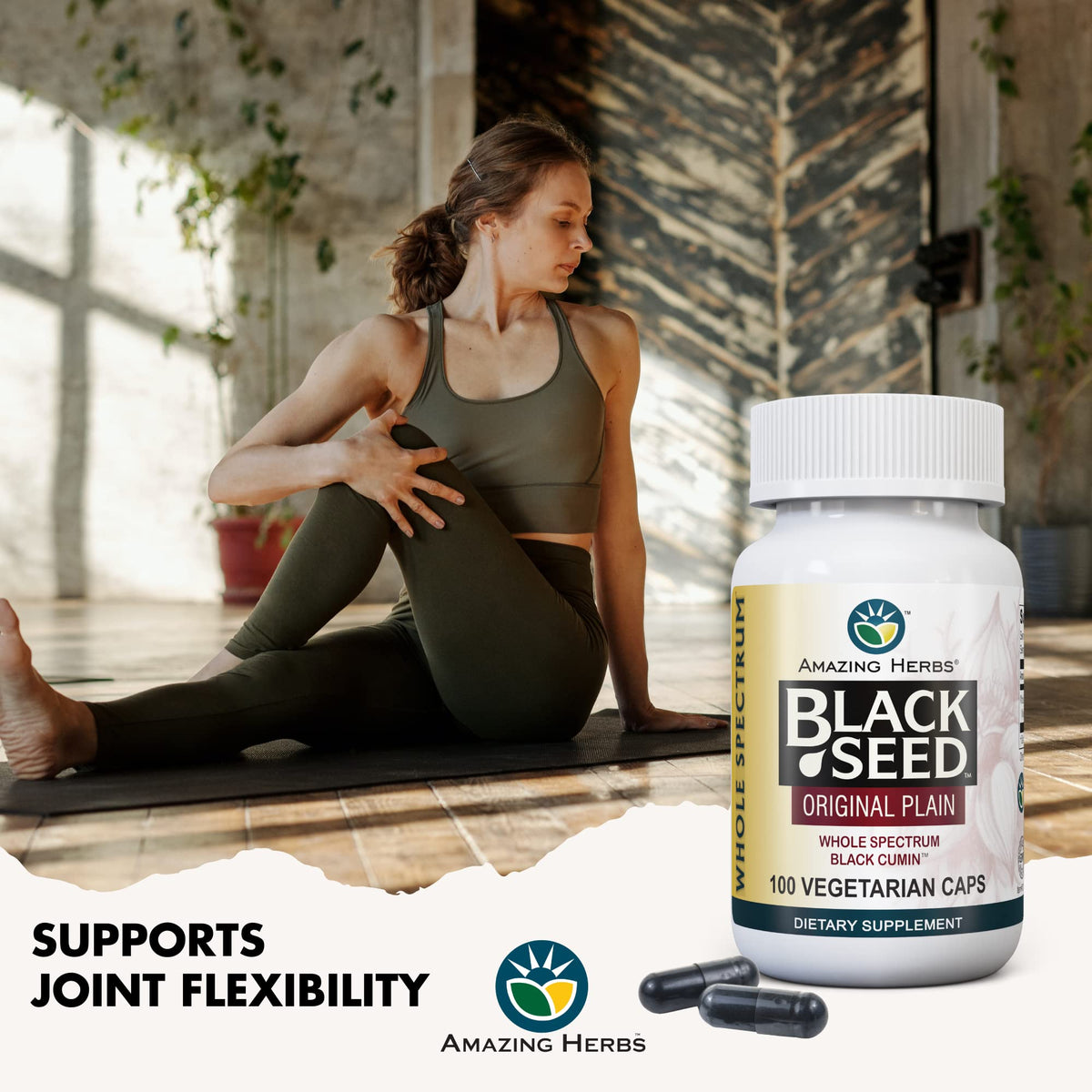 Amazing Herbs Whole Spectrum Black Seed Original Plain - 100 Count, 475mg | Vegan BritishVita | Premium UK Vitamins & Wellness Supplements