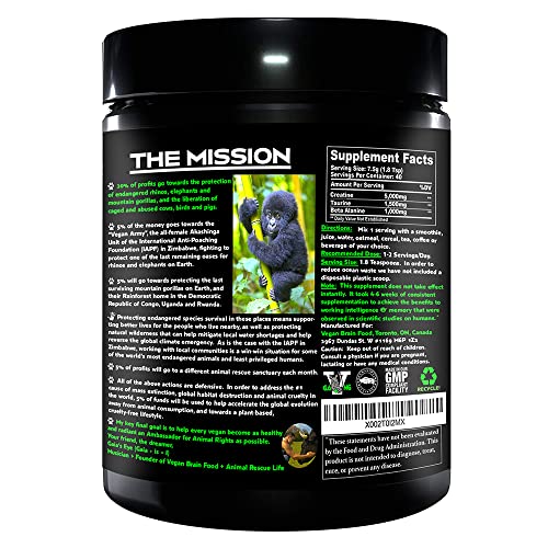 Vegan Brain & Body Boost: The Cherry On Top of a Plant-Based Lifestyle | Working Intelligence | Anti-Aging | Physical Fitness | Vegan Amino Acids - Creatine, Taurine & Beta Alanine | 40 Servings/300g