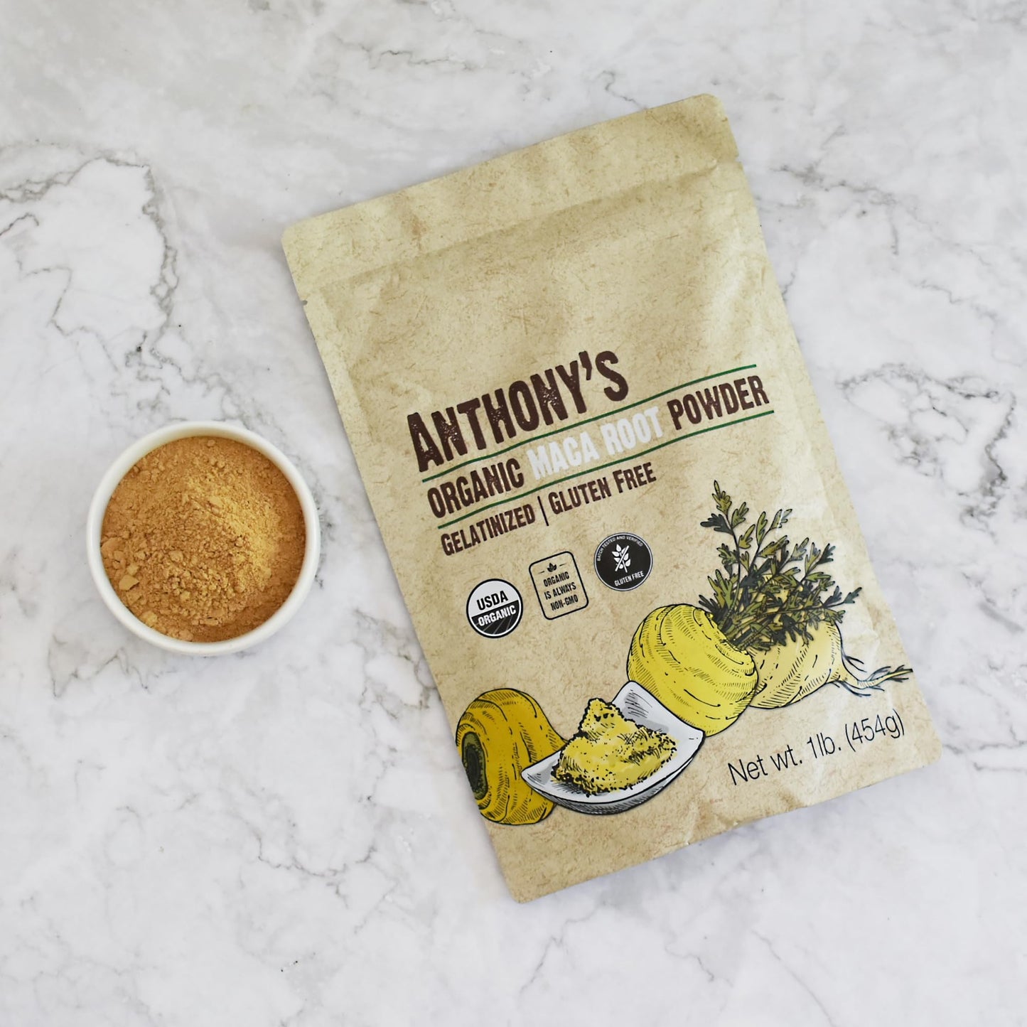 Anthony's Organic Maca Root Powder 1 lb – Gelatinized, Gluten Free & Non-GMO